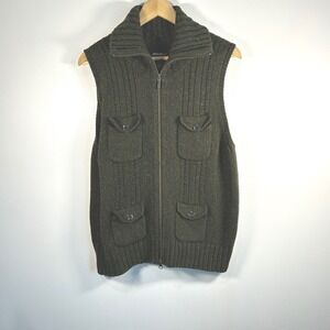 Eddie Bauer Woman Sweater Vest‎ Full Zip Angora Funnel Neck Grandmacore Size L